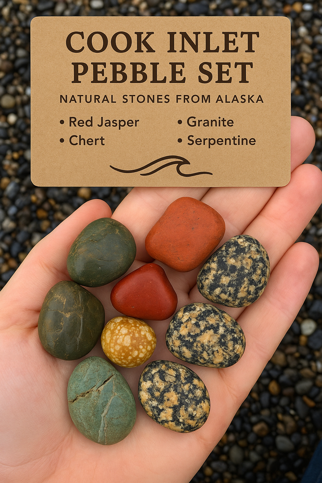 Alaskan Pebble Set: Jasper, Granite, Chert & Serpentine Stones